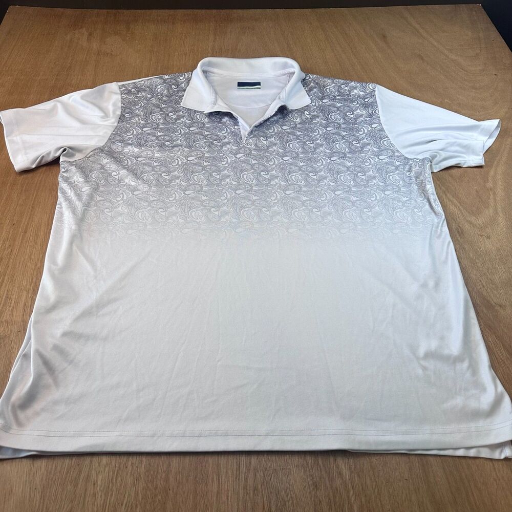 Jack Nicklaus Golf Polo Mens XXL Gray Paisley Performance Short Sleeve